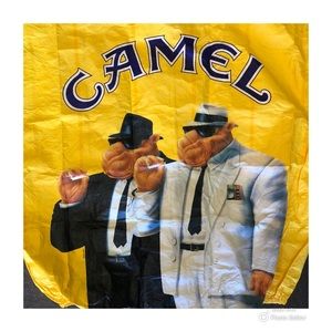 VTG 1992 JOE CAMEL Cigarettes Promo Yellow Tyvek Windbreaker Jacket Size Men XL